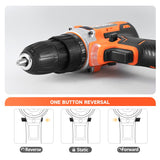 Free Shipping 20V Cordless Drill 40N.m 25 Plus 1 Electric Screwdriver Keyless Chuck Two Speeds Wireless Power Driver Battery ToolsProfessional 20V
