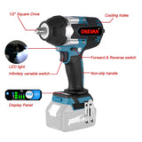 ONEVAN 1800N.M Wrench With LCD Light  Drill Screwdriver Power Tools For Makita 18V  18V system  drill GSB 18V-21 (2x 2.0 Ah battery