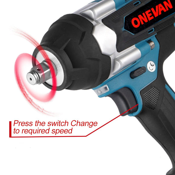 ONEVAN 1800N.M Wrench With LCD Light  Drill Screwdriver Power Tools For Makita 18V  18V system  drill GSB 18V-21 (2x 2.0 Ah battery