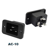 IEC320 C14 Electrical AC Socket 3 pin red LED 250V Rocker Switch 10A fuse female male inlet plug connector 2 pin socket mount