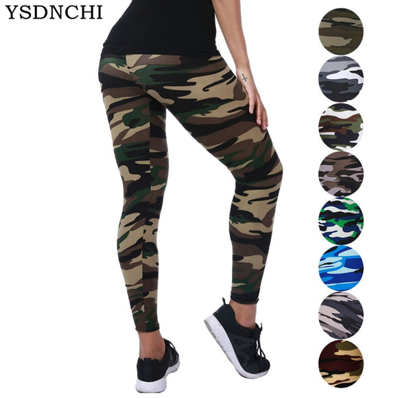 YSDNCHI 2022 Camouflage Women for Leggins Graffiti Style Slim Stretch Trouser Army Green Leggings Deportes Pants K085