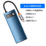 Super Splitter USB  HUB Type C to HDMI-Compatible USB 3.0 Adapter 8 in 1  Splitter