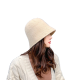 Winter Cashmere Bucket Hat Korean Solid Warm Ladies Cap Outdoor Winter Fashion Panama Hats