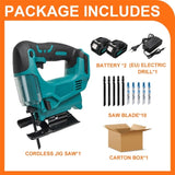 Free Shipping Cordless Jigsaw Electric Jig Saw Portable 65mm 2900RPM Multi-Function Woodworking Adjustable Power Tool for Makita 18V Battery