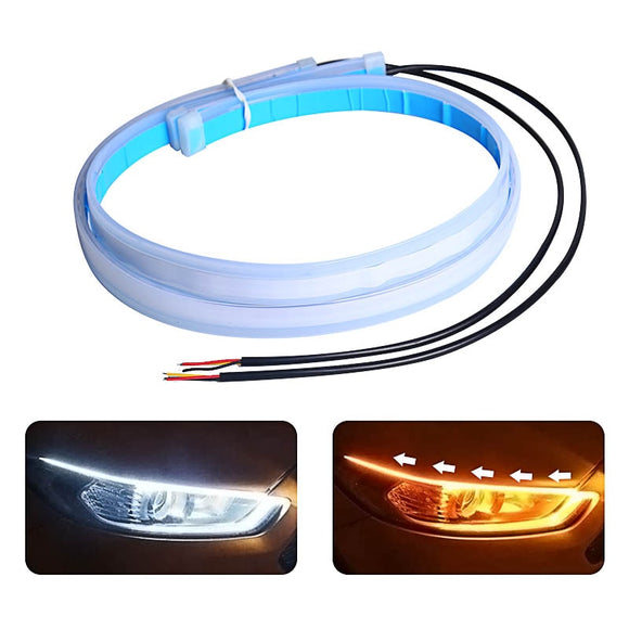 (Free Shipping) 2 PCS DRL Car Flexible LED Daytime Running Lights Turn Signal Lamp Headlight Waterproof 30cm 45cm 60cm White Red Yellow Blue