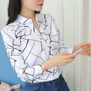 Gold Angel Women White Tops and Blouses Fashion Stripe Print Casual Long Sleeve Office Lady Work Shirts Female Slim Blusas
