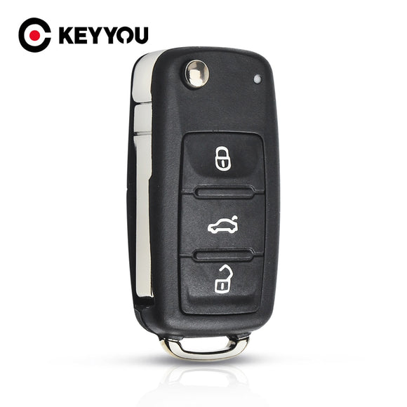 (Free Shipping) KEYYOU NEW 3 Button Flip Fob Remote Folding Key Shell for VW VOLKSWAGEN Tiguan Golf Sagitar Polo MK6 Uncut Blade Fob
