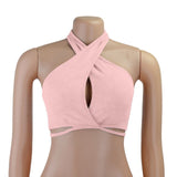 Sexy Bandage Halter Tube Tops Streetwear Sleeveless Crop Tops For Women Backless Seamless Bra Camis Tanks Chic Wrap Bandeau Top  Free Shipping